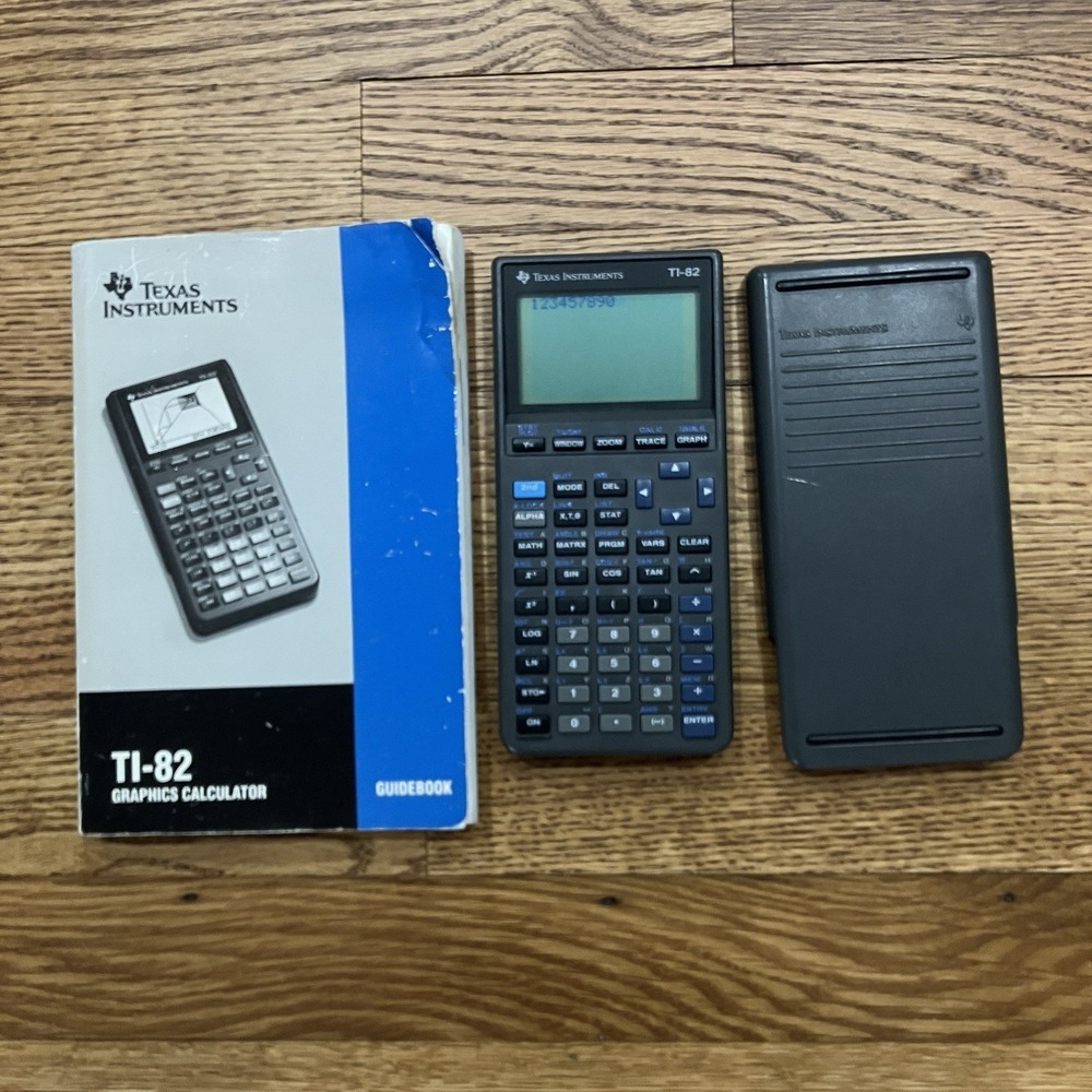 Texas Instruments T1-82 Graphics Calculator With Cover & Guidebook Tested Works